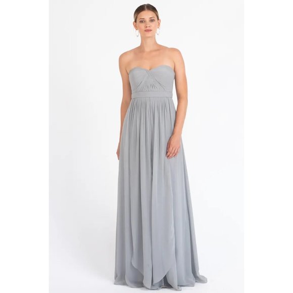 Jenny Yoo Convertible Adjustable Light Blue High Imperial Waist Maxi Dress Sz 14 - Picture 3 of 11